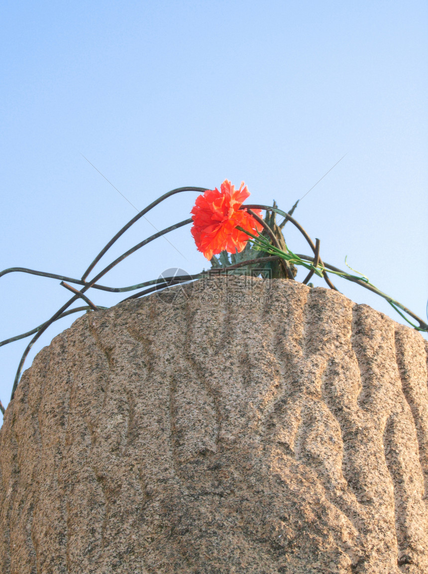 石头上的花朵红色纪念碑金属天空图片