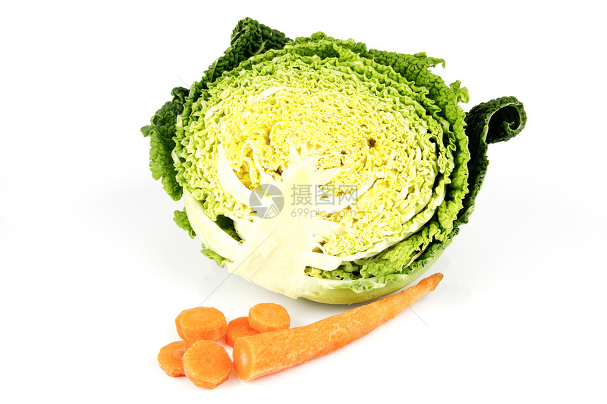 半卷心菜和胡萝卜胡萝卜叶子生长美食蔬菜膳食烹饪营养沙拉纤维市场图片