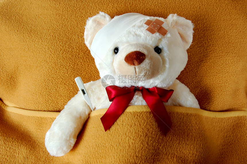 生病的泰迪熊病人诊所乐队医院卫生药品手术毛皮孩子玩具熊图片