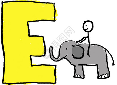 学习的大象来函E拼写语言蜡笔插图孩子艺术夹子卡通片孩子气男生背景