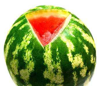 西瓜食物条纹水果白色绿色红色甜点多汁的高清图片素材