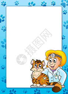 动物框架矢量图兽医用猫的框架背景