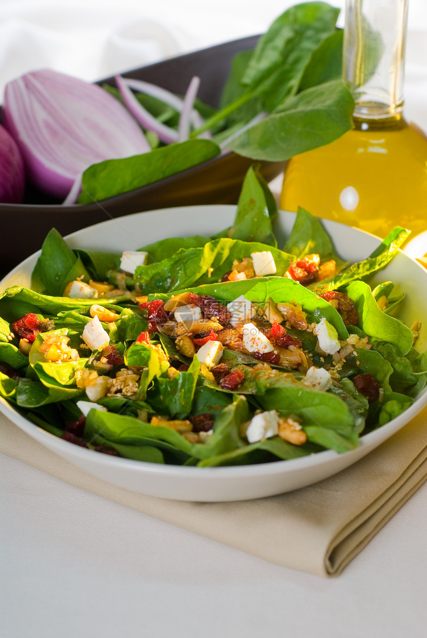 菠菜沙拉营养美食树叶蔬菜环境洋葱午餐叶子食物草药图片