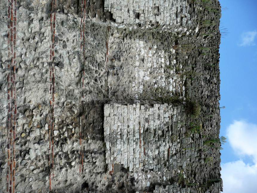 古罗马伦敦长城历史性石墙石方建筑风化天空石工历史地标图片