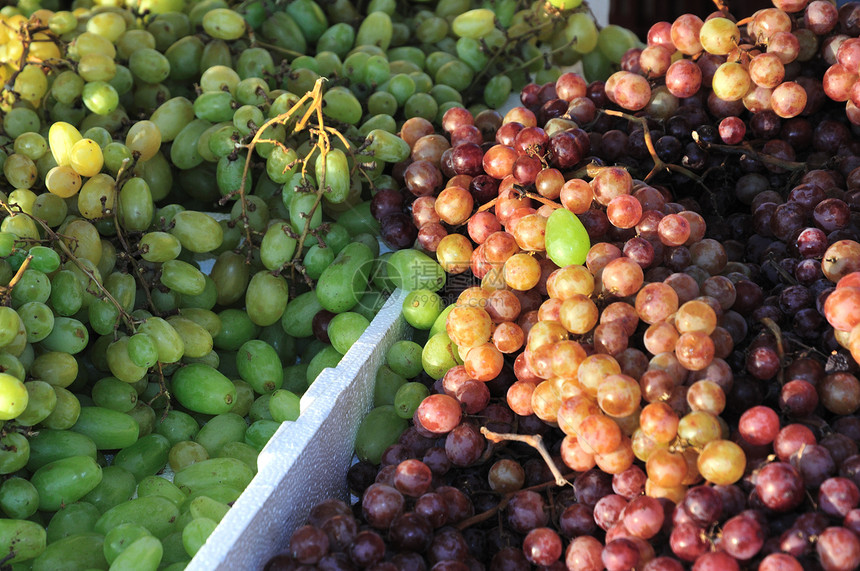 绿葡萄和红葡萄绿色销售食物团体小吃水果晴天红色收成饮食图片