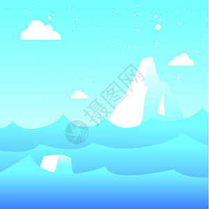 直挂云帆熔融冰山风景星星冰盖环境冻结蓝色生态天空海洋危险设计图片