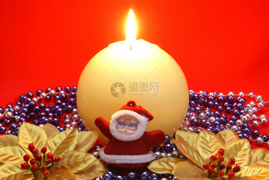 圣诞节花环明信片火焰季节红色蜡烛图片