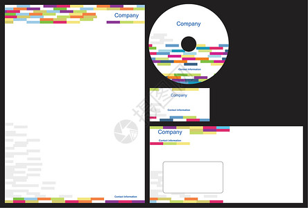 光盘标签公司一揽子身份资料明信片标签光盘蓝色插图紫色卡片商业框架信封设计图片