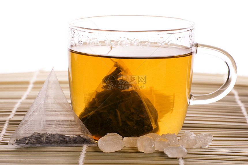 白茶 尼龙茶袋和糖液体异国草本植物香料金子时间味道情调叶子食物图片