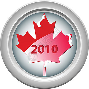 加拿大滑雪2010年加拿大温哥华冬季运动会港口按钮叶子旗帜玻璃游戏薄片滑雪插图国家插画