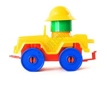 玩具机白色司机轮子玩具蓝色红色机器孩子背景图片