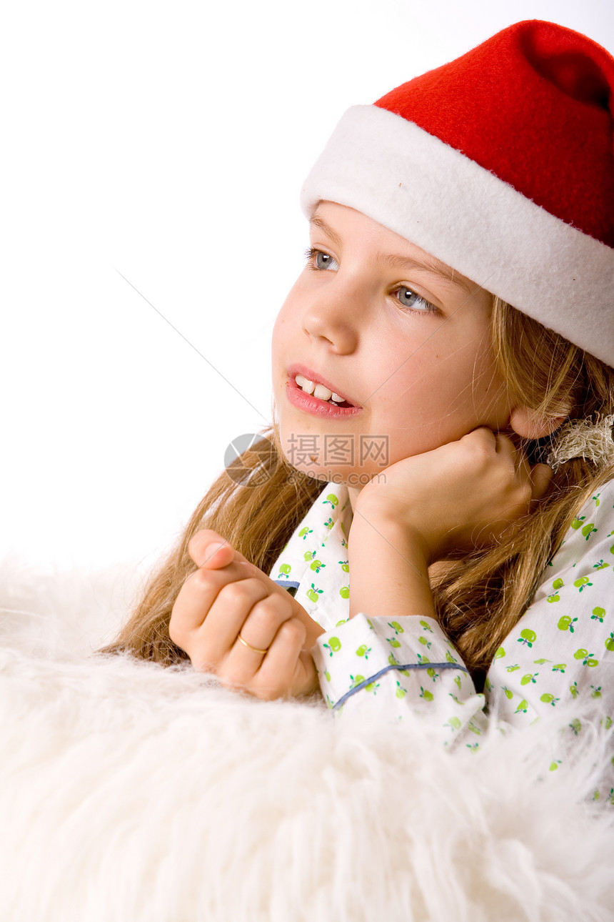 圣诞祝愿棕色头发庆典童年假日乐趣女孩孩子传统图片