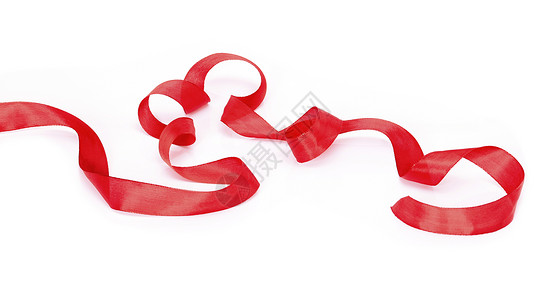 红色丝带白色横幅礼物背景图片