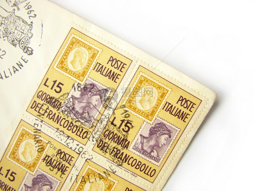意大利封信上印有邮票的意大利邮票图片