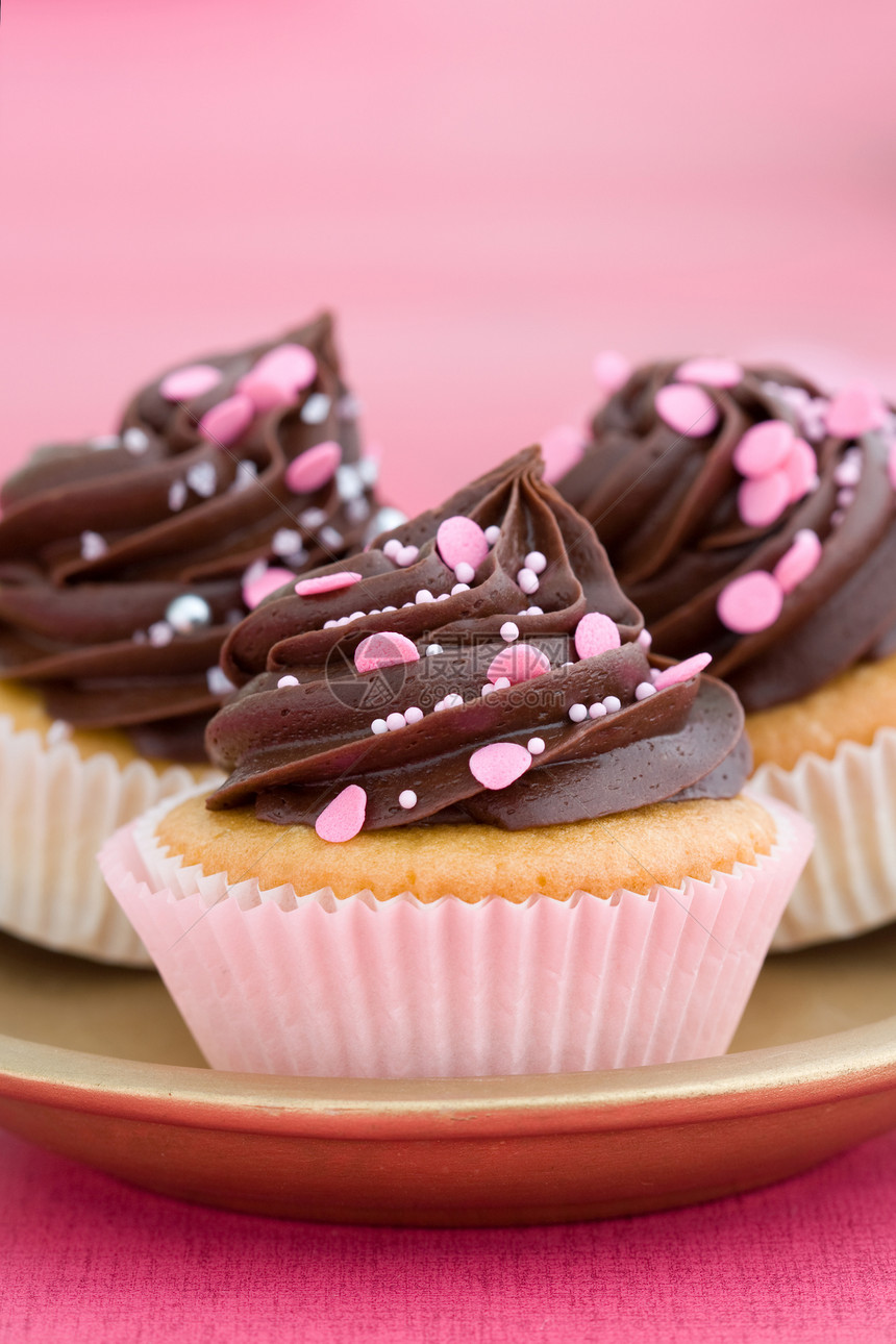 粉红巧克力蛋糕盘子饮食小雨蛋糕美食家庭食物奶油磨砂小吃图片