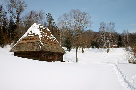 冬季乡村风景背景图片