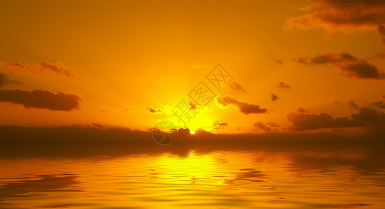 日落圆圈太阳插图波纹天空红色黄色墙纸海洋地平线背景图片
