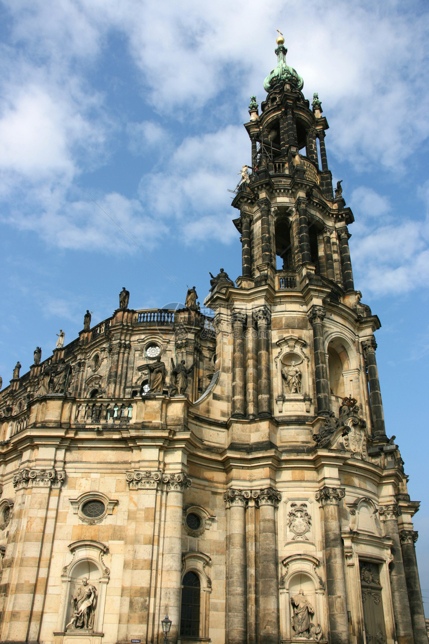 德累斯顿天空教堂地标旅游蓝色观光大教堂宗教三位一体教会图片