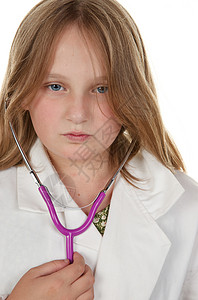 年轻女孩想做医生孩子女性护士白色青少年背景图片