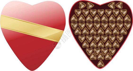 心形糖心形巧克力味道丝带情感展示盒子母亲插画