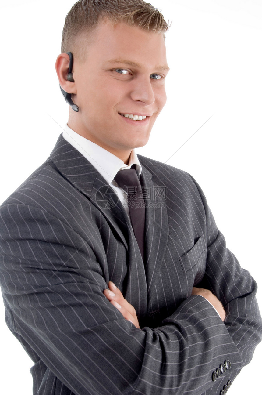 蓝牙年轻执行官的近视男性冒充公司青年人士商业会计客户管理人员衣服图片