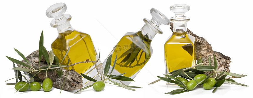 橄榄油和橄榄能量叶子商业水壶树叶烹饪水晶美食库存收获图片