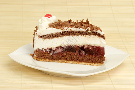 黑森林蛋糕庆典面包森林蛋糕奶油巧克力甜点食物盘子背景图片