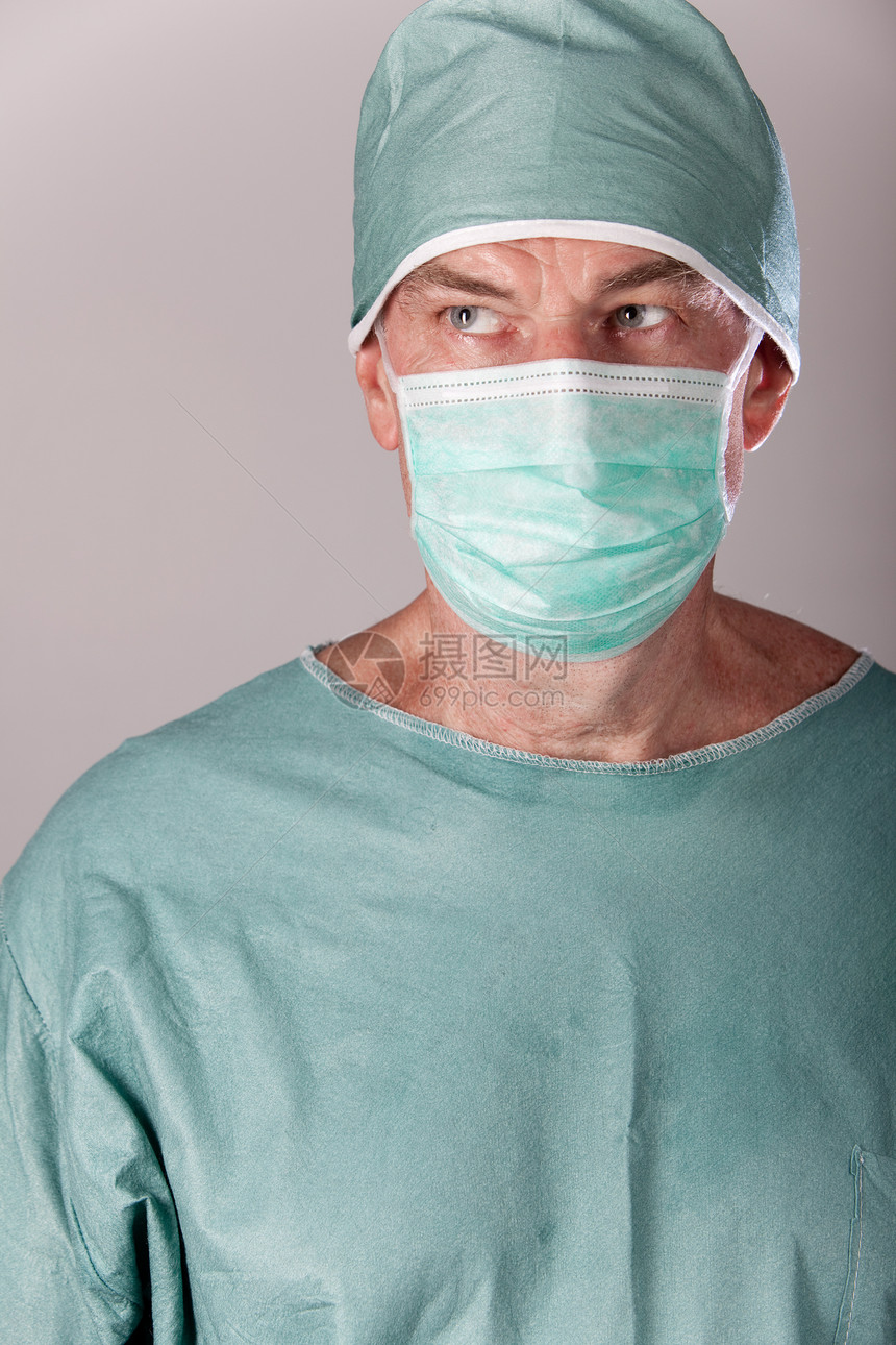 男性外科医生医疗男人手术灰色绿色卫生面具保健药品图片