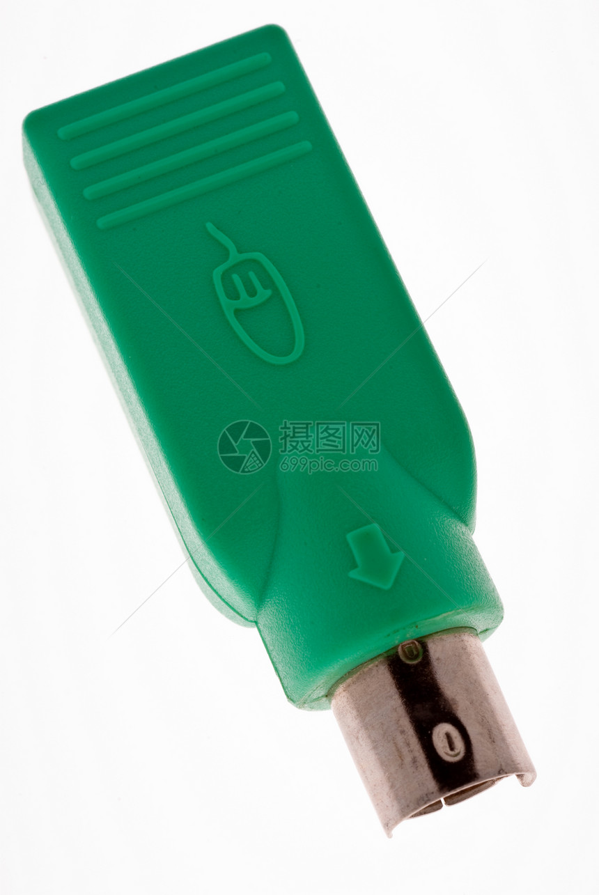 PS2 到 USB 适配器连接器老鼠绿色白色电子图片