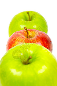 红和绿苹果红色白色绿色食物背景图片