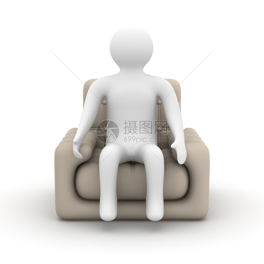 相隔离的三维图像3D图象摆设家具座位房间风格插图长椅人士男人皮革图片