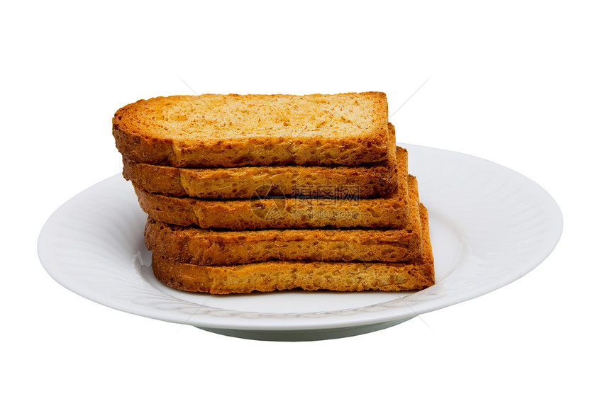 白纸上隔绝的新鲜烤面包堆早餐棕色面包碳水糕点饮料脆皮宏观小吃食物图片