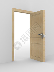 3d门框素材木制打开门 3D图像出口门框门把手自由房间住宅插图锁孔房子背景