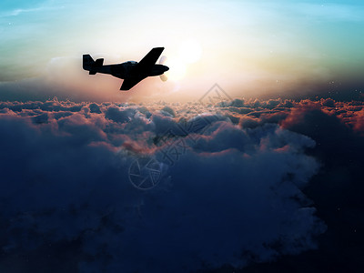 云层的平面天空多云气氛机器翅膀航空速度假期运输旅行背景图片