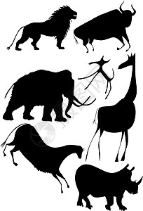 矢量-各种动物 la 洞穴壁画高清图片