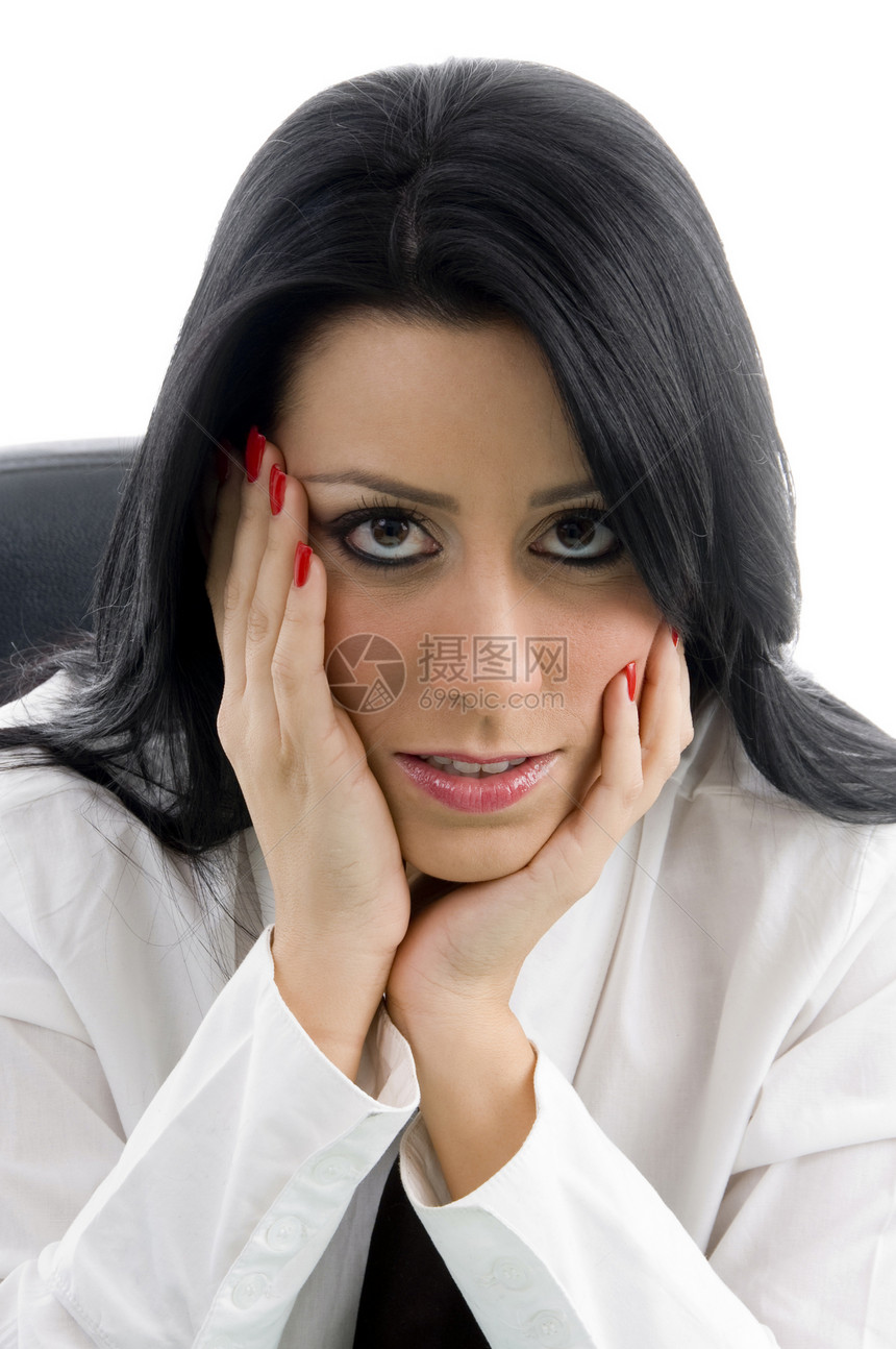 年轻女性专业人员职类青年衣服商务黑发公司领带冒充白色管理人员工作室图片