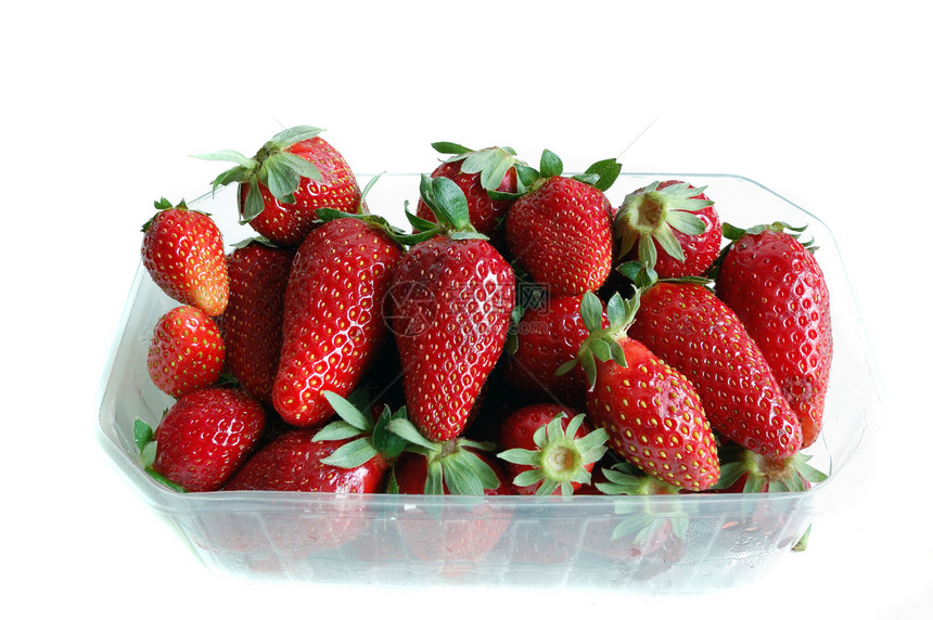 在白色背景下隔离的草莓密闭(特写)图片