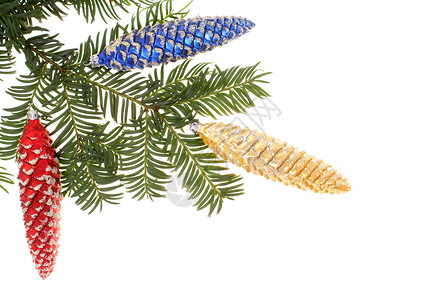 圣诞节装饰季节性玻璃球松树锥体背景图片
