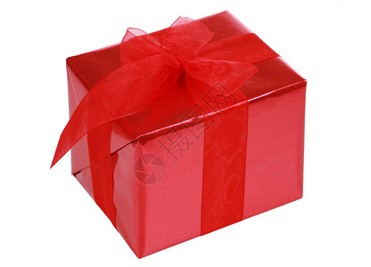 带丝带的红色礼品盒包装生日背景图片