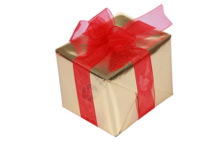 特优红金色的红色和金色礼物丝带包装金子生日盒子背景图片
