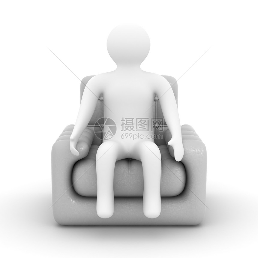 相隔离的三维图像3D图象座位商务男人摆设房间闲暇长椅人士公寓休息图片