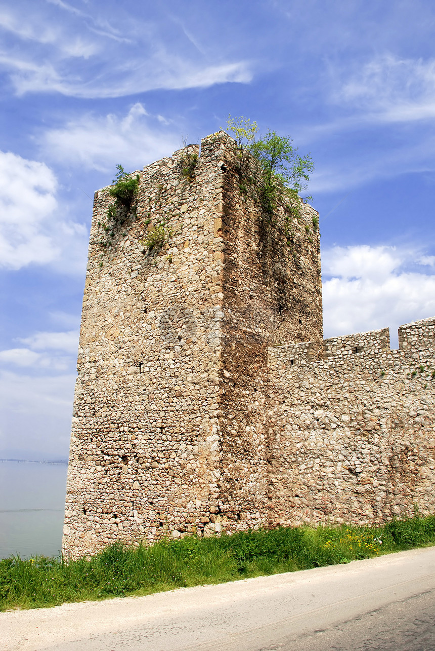 古代加固塔灌木丛历史建筑古物地标观光古董旅行沿海蓝色图片