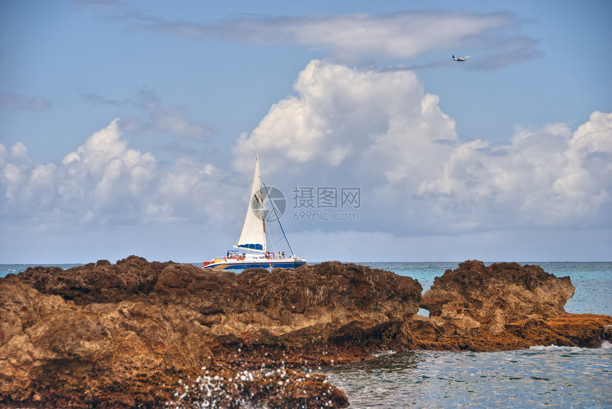 马霍湾 圣马丁海岸 荷属安的列斯群岛天空海洋旅行气候热带享受海浪假期勘探风景图片