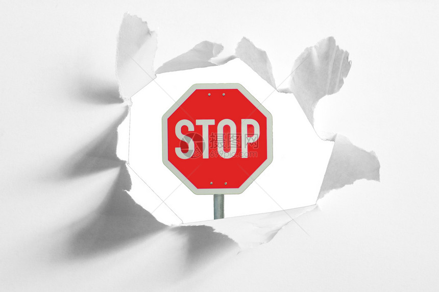 停止签名红色交通警告白色危险空白安全图片