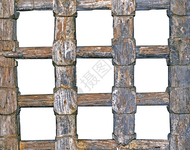 木制框棕色空白古董框架白色边界栅栏背景图片