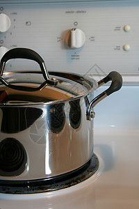 烧锅项目烹饪工具金属轮缘平底锅用具烤箱火炉厨房背景图片