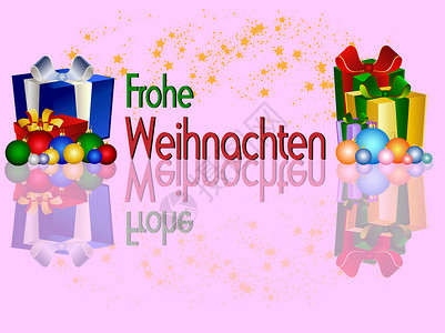 德文圣诞快乐背景盒子卡片展示插图礼物星星背景图片