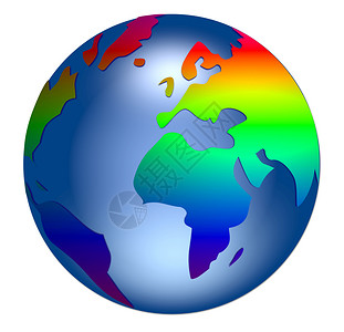 大陆两岸彩虹地球的插图  行星地球彩虹全世界海洋世界圆形国家背景
