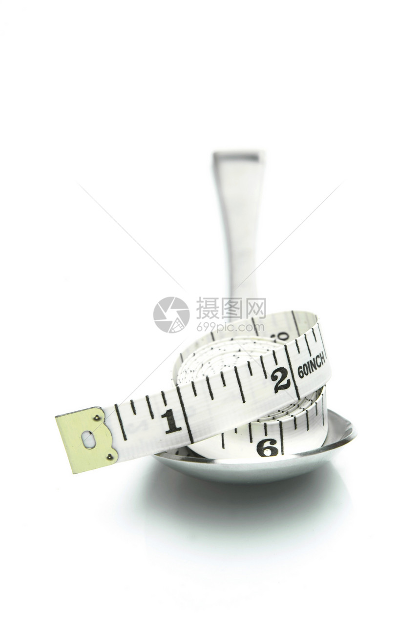 健康生活厨房餐具服务桌子勺子测量甜点白色饮食磁带图片