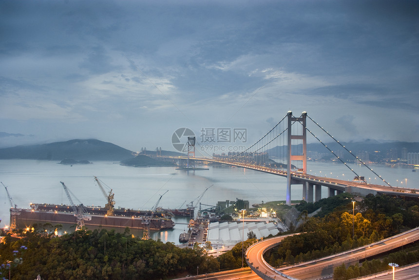 香港建筑学勃起状况建筑夜景名胜分界线场景日出台风图片